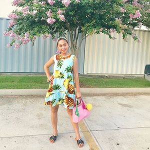 Pineapple print ruffle dress...